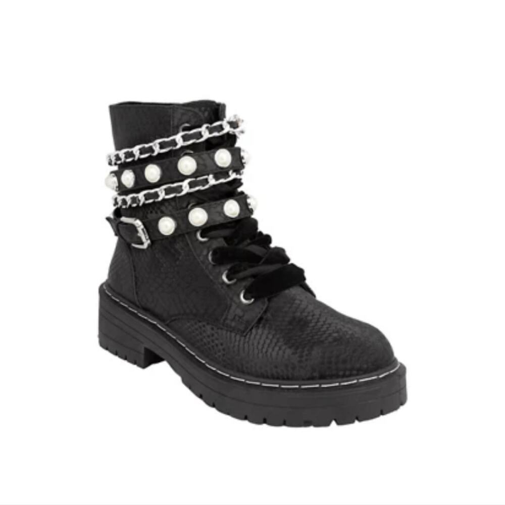 SUGAR NWT KADE PEARL COMBAT BOOTS - Picture 1 of 10